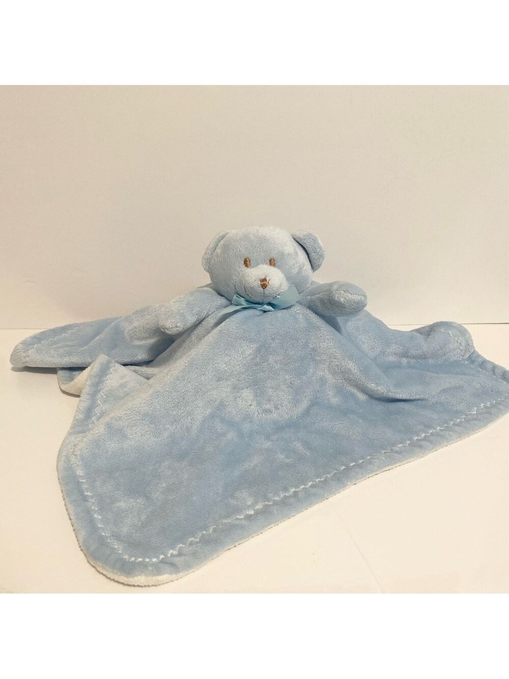 Blankets & Beyond Bear Lovey Baby Baby Blue Large Plush Security Blanket Toy 17”